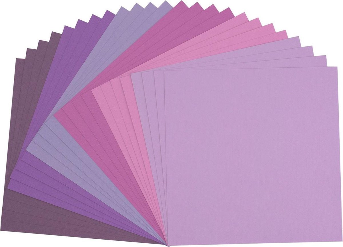 Vaessen Creative Florence Cardstock, Stevig Kaartpapier 216g - Paars, 24 Stuks. 30,5 x 30,5 cm