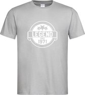 Grijs T-Shirt met “ Legend sinds 1971 “ print Wit  Size M