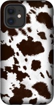 Apple iPhone 12 Hoesje - Extra Stevig Hoesje - 2 lagen bescherming - Met Dierenprint - Koeien Patroon - Bruin
