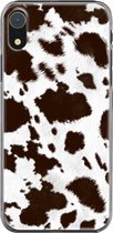 Apple iPhone XR Telefoonhoesje - Transparant Siliconenhoesje - Flexibel - Met Dierenprint - Koeien Patroon - Bruin