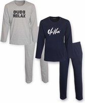 Aprox - Heren Pyjama - DUO-PACK - Donker Blauw & Grijs- Maat 3XL