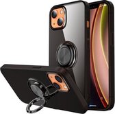 Schokbestendig mat transparant TPU-beschermhoes met ringhouder voor iPhone 13 mini (zwart)