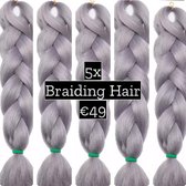 Braiding Hair Braids Hair vlechthaar vlechtharen 5 pakken Tangle Free zilver/grijs