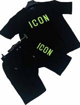 Sportkleding set heren - ICON - trainingspak kort - zomerset zwart / groen - maat S