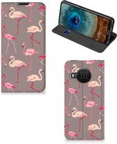 Stand Case Nokia X20 | X10 Hoesje met naam Flamingo