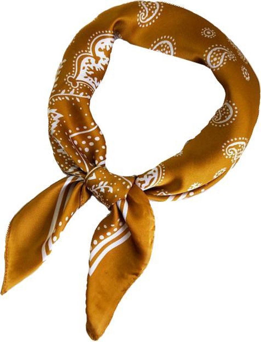 Paisley Bandana / Zakdoek Mosterdgeel | Polyester - Satijnlook | 70 x 70 cm