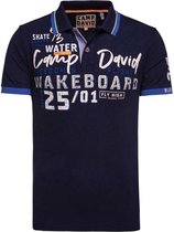 Camp David ® polo van slivergaren met labelapplicaties, donkerblauw