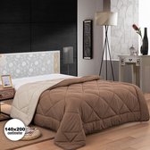Tweekleurig microfiber dekbed 140x200 Bruin