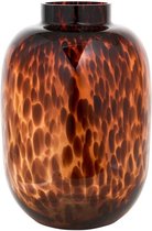 Cheetah vaas kleur bruin stevig glas | Cheetah brown glass vase | Tijgervaas| Interieur | Wonen | Cadeautip | Ø24 x H35 cm