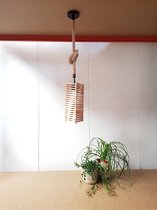 Touwlamp 1m lang met Handgemaakte houten lampenkap Driehoek