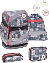 rugzakset Bricks Grey junior 20 L polyester grijs 4-delig