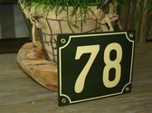 Emaille huisnummer 18x15 groen/creme nr. 78