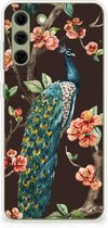 Telefoon Hoesje Geschikt voor Samsung Galaxy S21FE Siliconen Back Cover Pauw met Bloemen