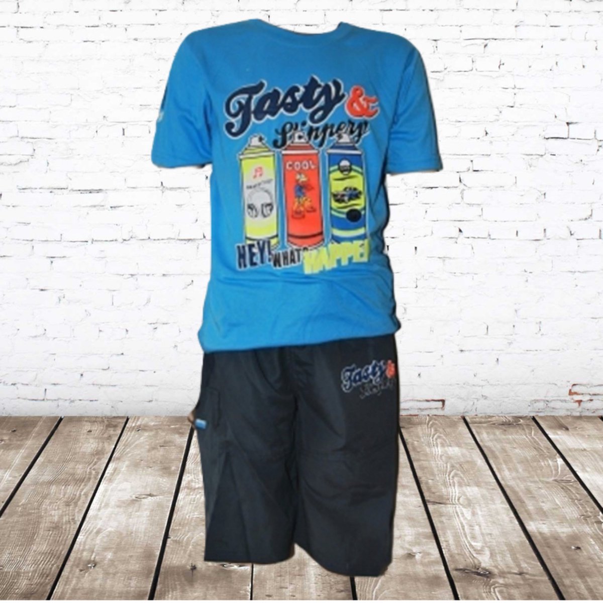 Shirt en korte broek paint blauw 86/92 -s&C-86/92-Complete sets