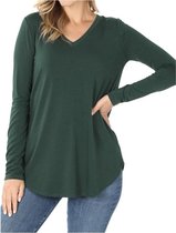 ZENANA | Premium V-hals Top | Hunter Green | EXTRA-LARGE