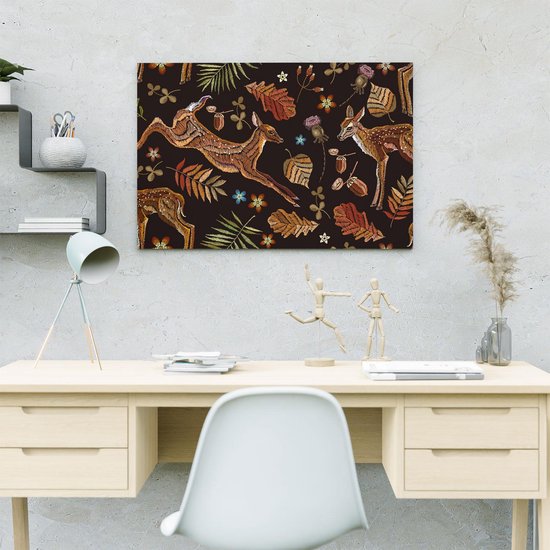 Artaza Peinture sur toile Fond d'automne avec cerf - Abstrait - 60 x 40 - Photo sur toile - Impression sur toile