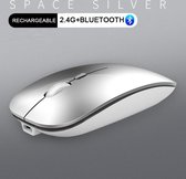 Zorix®-Draadloze Muis - Oplaadbare Bluetooth 5.1 en 2.4GHz draadloos muis - Geschikt voor Mac, Laptop, PC, Tablet, Smart tv en Smartphone - Zilver