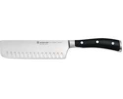 ​Wüsthof Classic Ikon Nakiri-mes - 17 cm - Gesmeed Roestvrij Staal - Ergonomisch Geklonken Handvat - Kuiltjes in het Lemmet om Kleven te Voorkomen - Ideaal voor Hak-, Snij- en Snipperwerk van Groenten, Fruit en Kruiden​