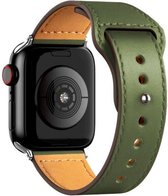 Geschikt voor Apple Watch bandje 42 / 44 / 45 mm - Series 1 2 3 4 5 6 7 SE - Smartwatch iWatch horloge band - 42mm 44mm 45mm - Fungus - PU Leer - Olijfgroen