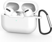 Beschermhoes met riemclip voor Apple Airpods Pro - Wit - Siliconen case geschikt voor Apple Airpods Pro