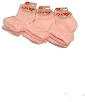 Baby Sokjes - 3 -6  Mnd -Zacht- Roze - Meisjes - Badstof - Met omslag - Voordeelverpakking 3 paar