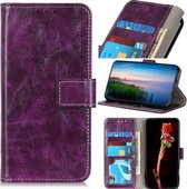 Voor Nokia C01 Plus Retro Crazy Horse Textuur Horizontale Flip Leather Case met Houder & Kaartsleuven & Fotolijst & Portemonnee (Paars)