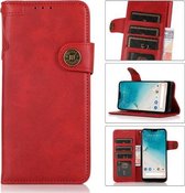 Voor Nokia C01 Plus KHAZNEH Dual-Splicing Koeienhuid Textuur Horizontale Flip Lederen Case met Houder & Kaartsleuven & Portemonnee & Fotolijst & Lanyard (Rood)