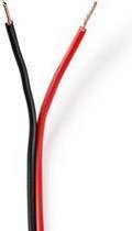 Nedis Speaker-Kabel | 2x 0.75 mm² | Koper | 25.0 m | Rond | PVC | Rood / Zwart | Rol