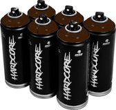 MTN Hardcore Tabacco Brown - bruine spuitverf - 6 stuks - 400ml hoge druk en glossy afwerking