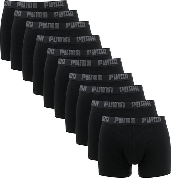 PUMA Basic Boxer 10-pack Solid Black - Maat L