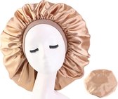 Slaapmuts - Haarverzorging - Dames slaapmuts - Soft Bonnet slaapmuts - Satijnen slaapmuts - Satijn bonnet - Bonnet - Nachtmuts - Sleep cap – Beige