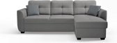 Omkeerbare omkeerbare hoekbank + box - Lichtgrijze stof - L 223 x H 88 x D 148 cm - FOLK