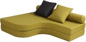 ATTA 2-zits converteerbare fauteuil - Groene en taupe stof - Modern - L 135 x D 114 cm