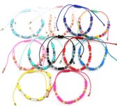 Dielay - Set Armbanden - Gekleurde Kralen - Set van 12 Stuks - Lengte Verstelbaar
