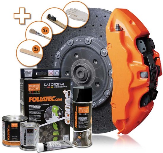 Kit peinture étrier de frein Foliatec - Orange fluo - 4 composants