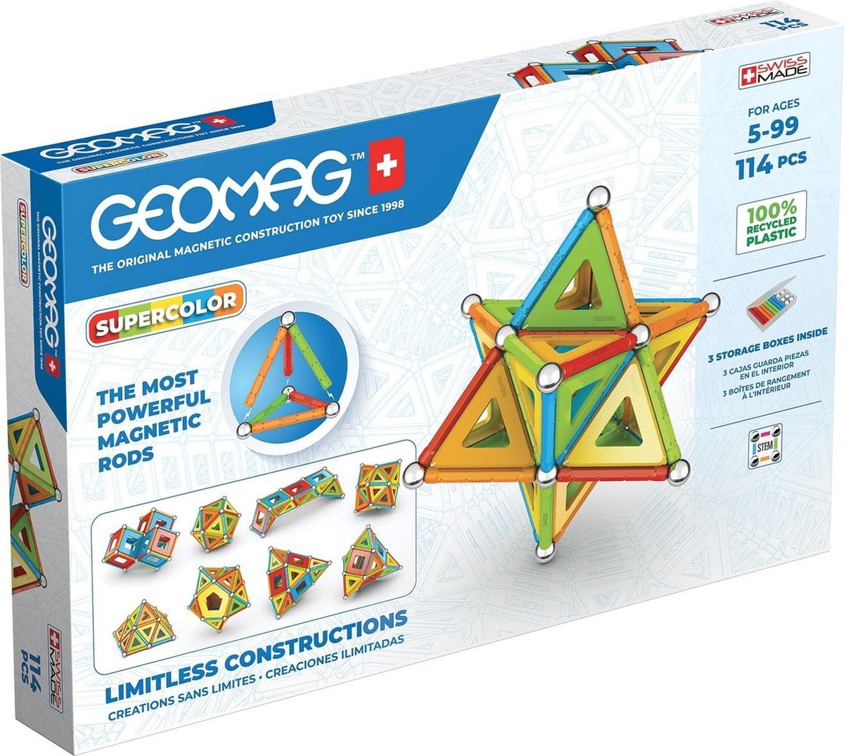 Geomag Super Color Recycled - Magnetisch Constructiespeelgoed met Panelen - 114-delig - Vanaf 5 jaar — afbeelding 2