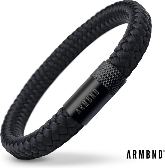 Onmogelijk legaal Pef ARMBND® Heren armband - Zwart Touw met Zwart Staal - Armand heren - Maat  L/XL - 24 cm... | bol.com