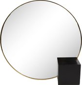 Gifts spiegel rond zwart goud op houten standaard - makeup spiegel - tafel spiegel