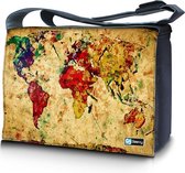 Messengertas / laptoptas 17,3 inch wereldkaart - Sleevy - laptoptas - schooltas