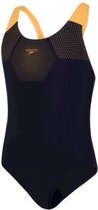 Speedo Junior Tech Placement Muscleback Sportbadpak Meisjes - Navy/Orange - Maat 176