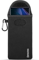 Hoesje voor Oppo Find X3 Neo - MobyDefend Neopreen Pouch Met Karabijnhaak - Insteekhoesje - Riemlus Hoesje - Zwart - GSM Hoesje - Telefoonhoesje Geschikt Voor: Oppo Find X3 Neo