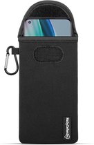 Hoesje voor OnePlus Nord N10 - MobyDefend Neopreen Pouch Met Karabijnhaak - Insteekhoesje - Riemlus Hoesje - Zwart - GSM Hoesje - Telefoonhoesje Geschikt Voor OnePlus Nord N10