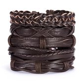 Trendy leren Heren Armband | Gevlochten Touw Mannen| Bruin |Cadeau voor Hem | Liefde | Stoer Armband