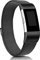YPCd® Fitbit Charge 2 bandje - Zwart - Milanees Roestvrij Staal - Large