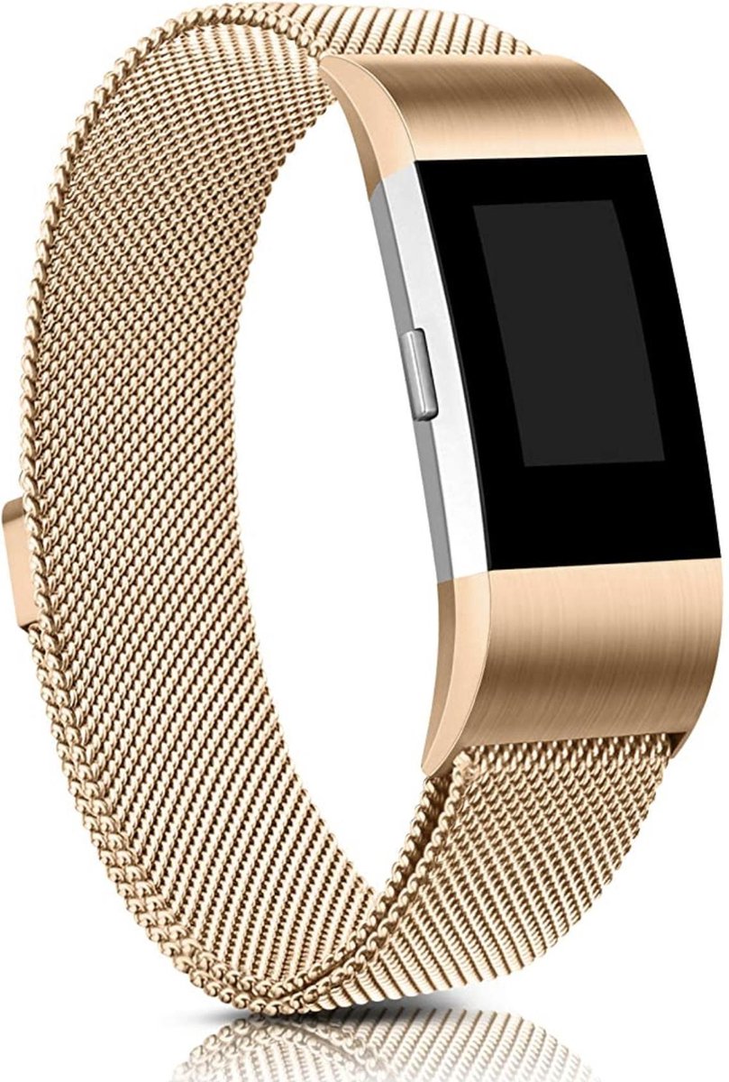 YPCd® Fitbit Charge 2 bandje - Rosé Goud - Milanees Roestvrij Staal - Large