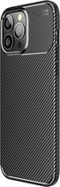 Apple iPhone 13 Pro Max Hoesje Siliconen Carbon TPU Back Cover Zwart