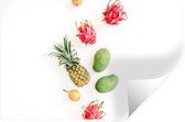 Muurstickers - Sticker Folie - Fruit - Tropisch - Ananas - 30x20 cm - Plakfolie - Muurstickers Kinderkamer - Zelfklevend Behang - Zelfklevend behangpapier - Stickerfolie