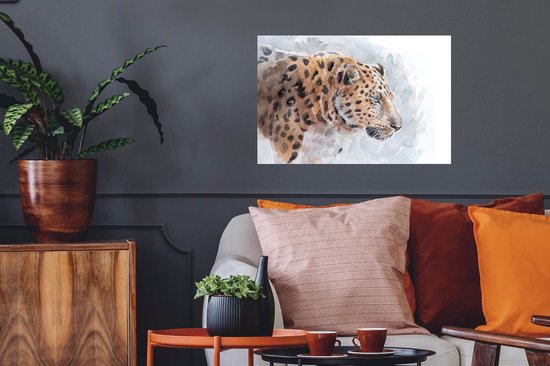 Stickers muraux - Léopard - Aquarelle - Blauw - 60x40 cm - Feuille adhésive