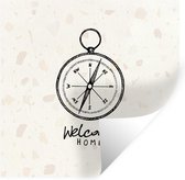 Stickers muraux - Sticker Feuille - 'Welcome home' - Boussole - Citations - Dictons - 120x120 cm - Feuille Adhésive - Stickers muraux Chambre d'Enfant - Papier Peint Auto Adhésif XXL