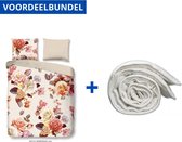 Luxe Zachte Dekbedovertrek Eenpersoons - 140x200/220cm - Inclusief 1 Kussensloop - 100% Versterkt Katoen -  Off White - Bohemian + Wasbaar Microfiber Dekbed - 140x200cm - Wit